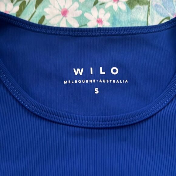 Wilo the Label Ribbed Long Sleeve Blue Crop Top - S - Picture 4 of 9